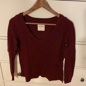 ABERCROMBIE KIDS LARGE burgundy vneck knit sweater